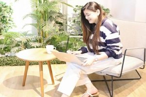 Businesswoman working realistically on business planning